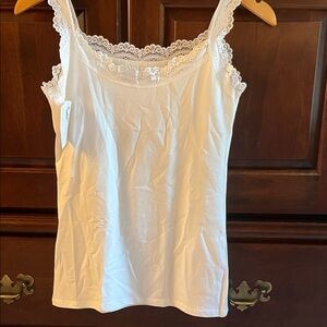 Elegant White Lace Trim Women's Top